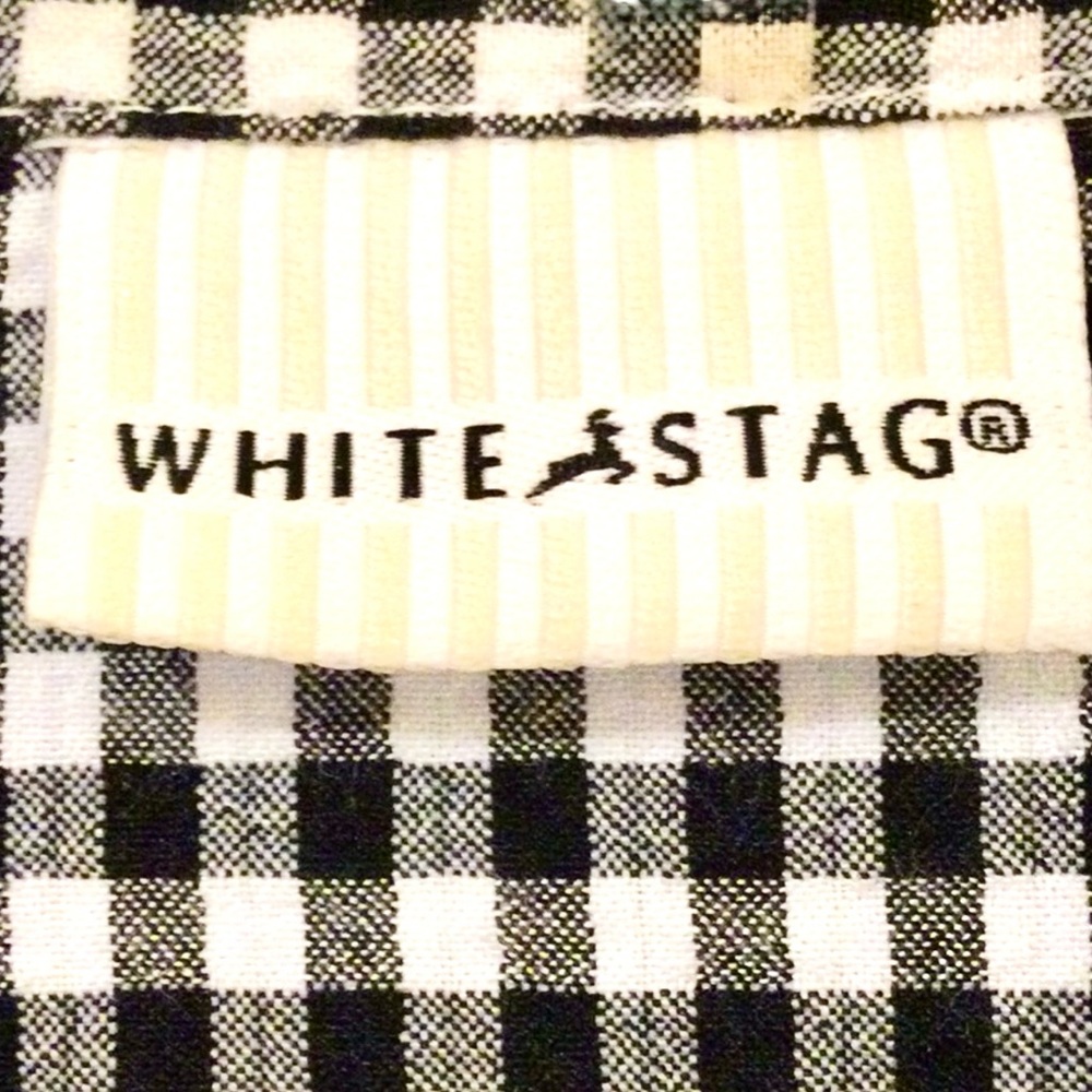 Black White Gingham Seersucker 3/4 Sleeve Collared Button Down Jacket Shirt Top - Picture 6 of 8